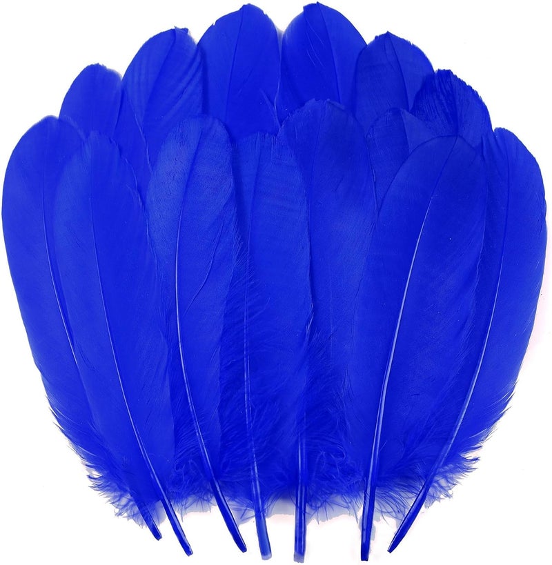 Ballinger Blue Craft Goose Feathers - 120Pcs 6-8inch Large Feathers for DIY Crafts,Angel Wings,Dream Catcher and Wedding Party Decor - Image 1